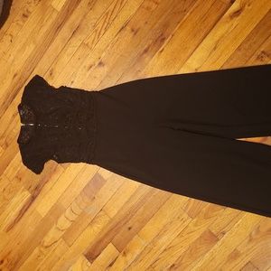 Privy Lace Black Party Jumpsuit Stretch‎ Cap Sleeve size small